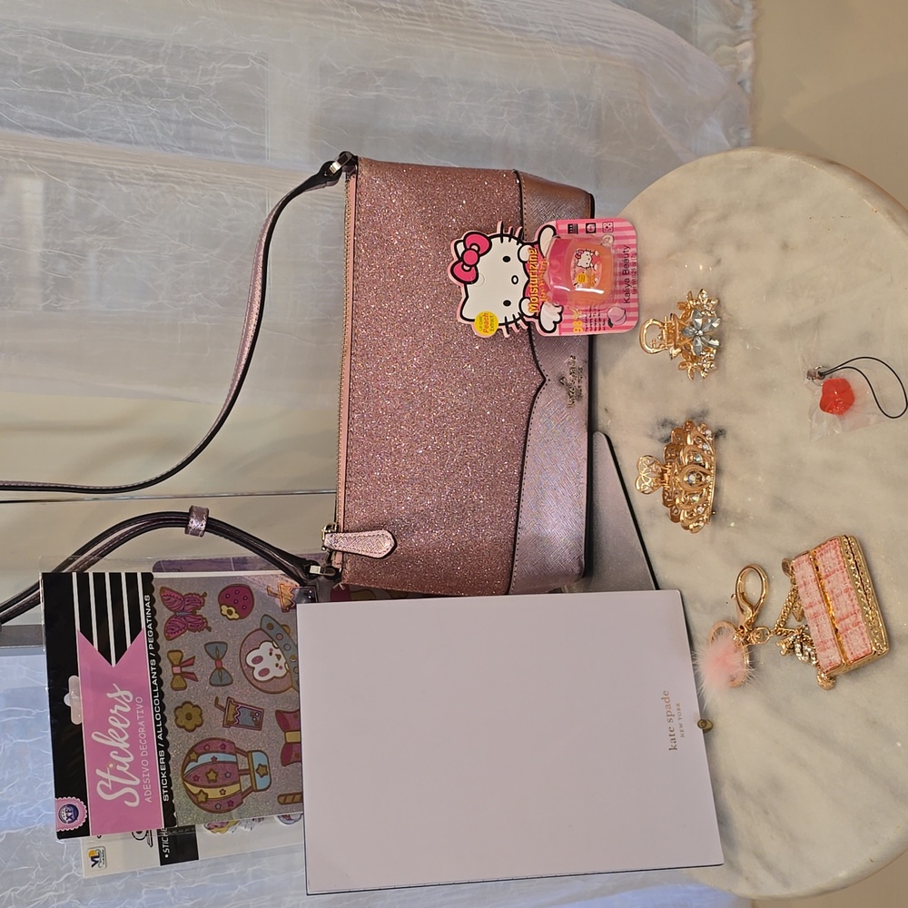 Kate Spade 10+ Piece Glittery Pink Crossbody Bag Gift Bundle